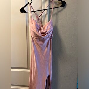 Pink satin prom dress